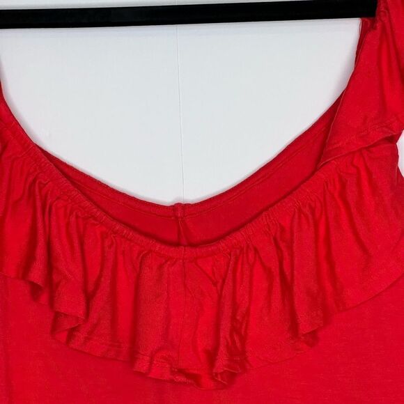 TORRID Super Soft Knits Women's Tank Top Plus Size 1 Orangeish-/Red Ruffle Neck - Picture 8 of 13